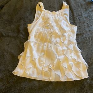 White ruffle blouse